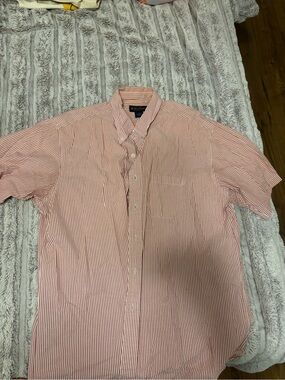 Brooks Brothers Red and White Striped Short-Sleeve Button-Down Shirt
